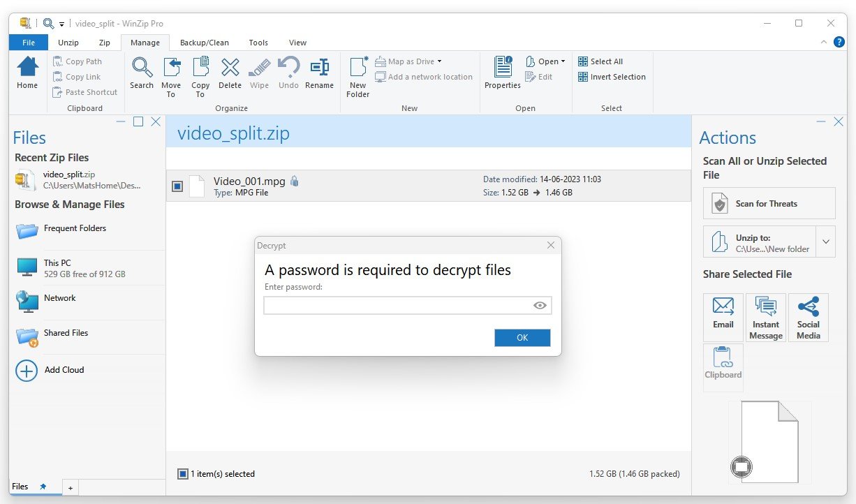 WinZip Encrypts Files