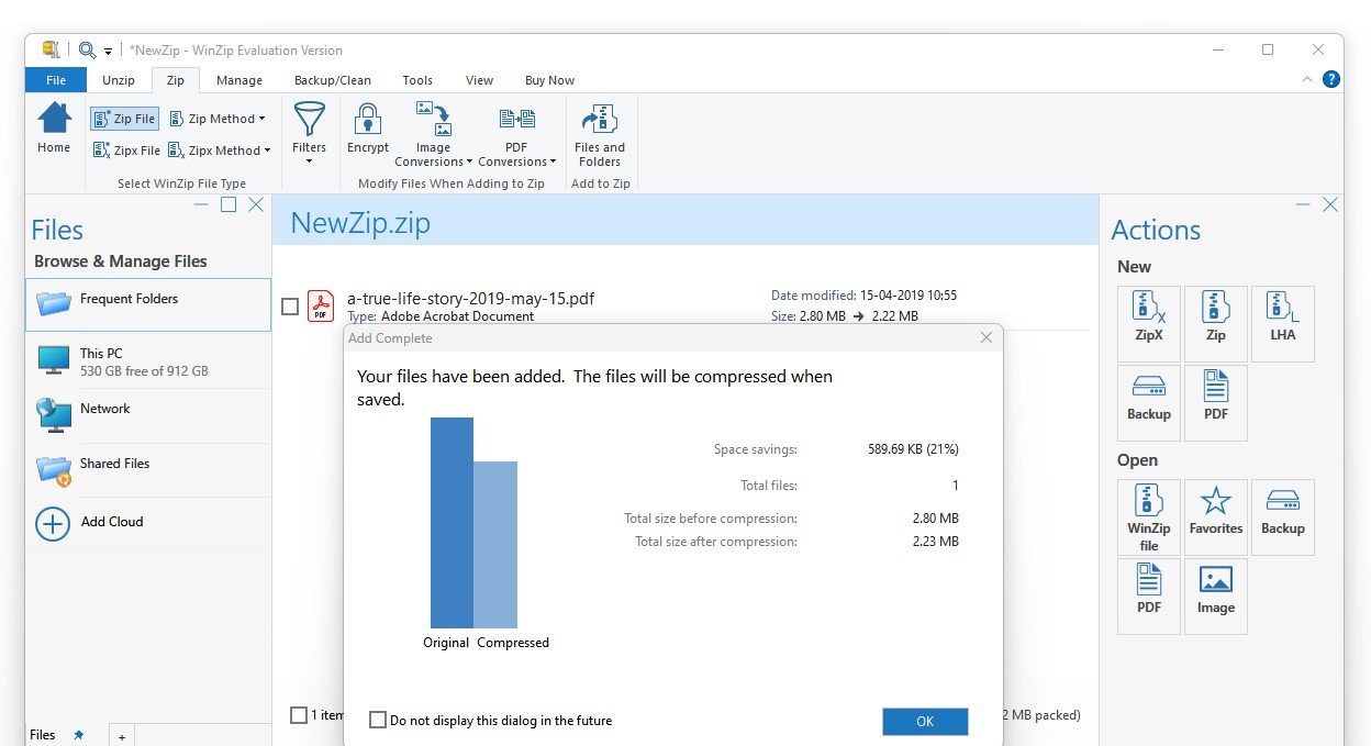 WinZip PDF Compression