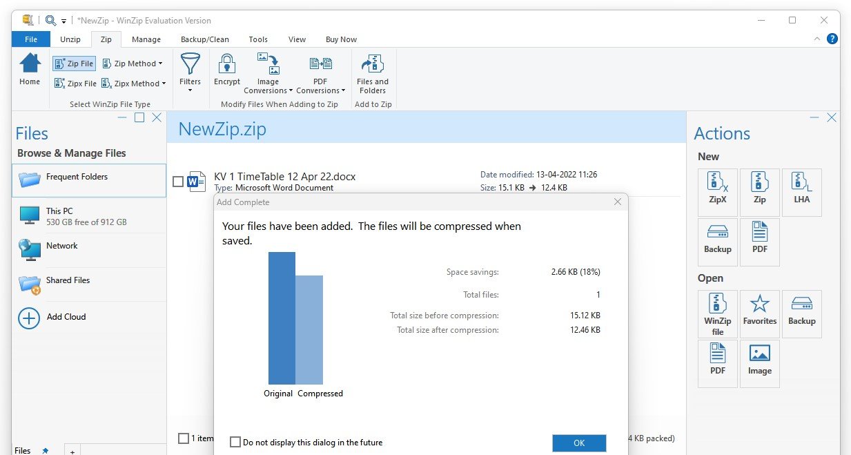 WinZip Word Compression